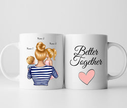 Mama und Kinder (1-3 Kinder) - Personalisierte Tasse