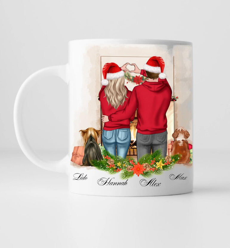 Paar mit Hund (1-2 Hunde) - Personalisierte Tasse