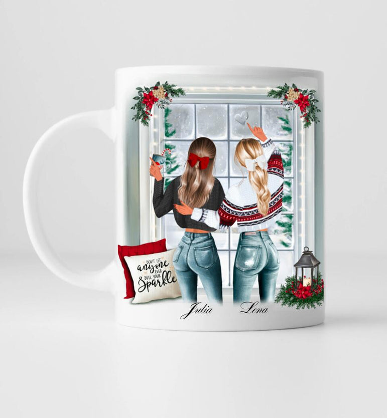 Beste Freundinnen Weihnachten Personalisierte Tasse