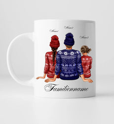 Familie Weihnachten (1-4 Kinder)- Personalisierte Tasse