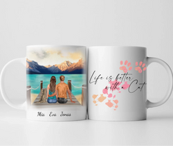Paar mit Katze - Personalisierte Tasse