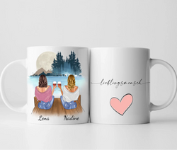 Beste Freundinnen mit Getränk - Personalisierte Tasse