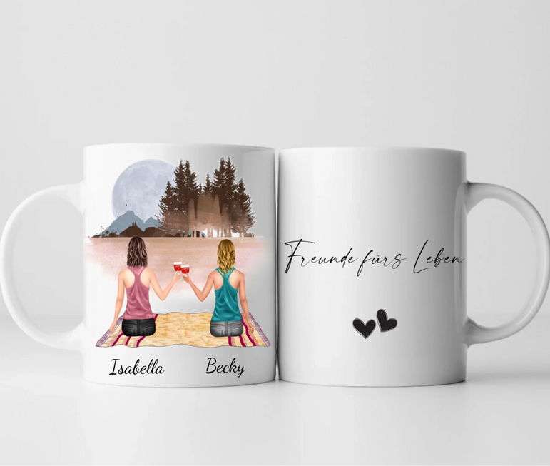 Beste Freundinnen - Personalisierte Tasse
