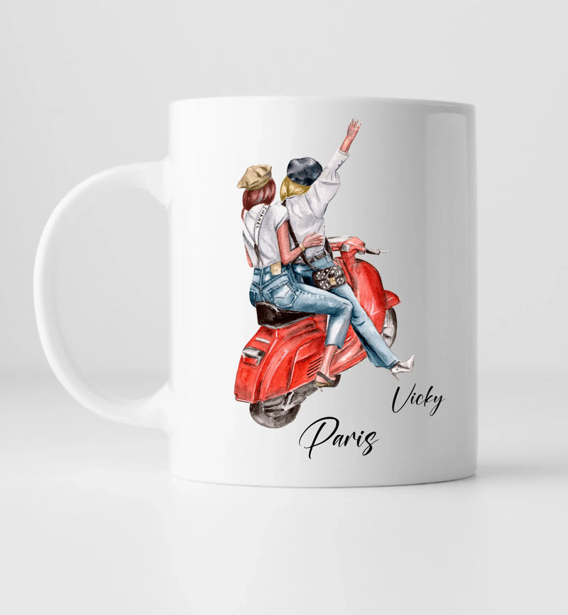 Beste Freundinnen auf Reisen - Personalisierte Tasse
