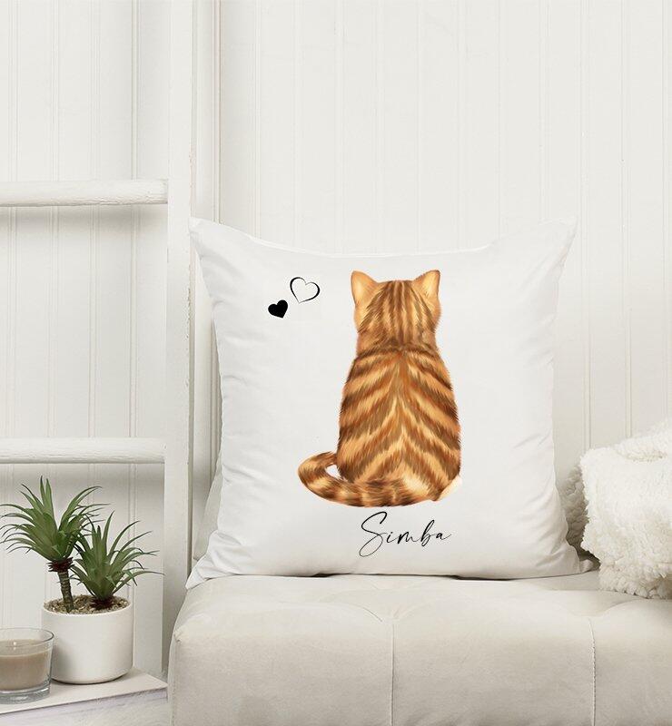 Katze mit Name - Personalisiertes Kissen