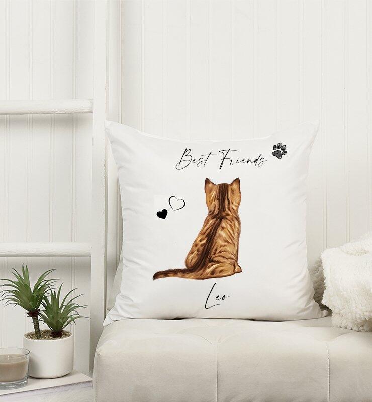 Katze mit Name & Schriftzug - Personalisiertes Kissen