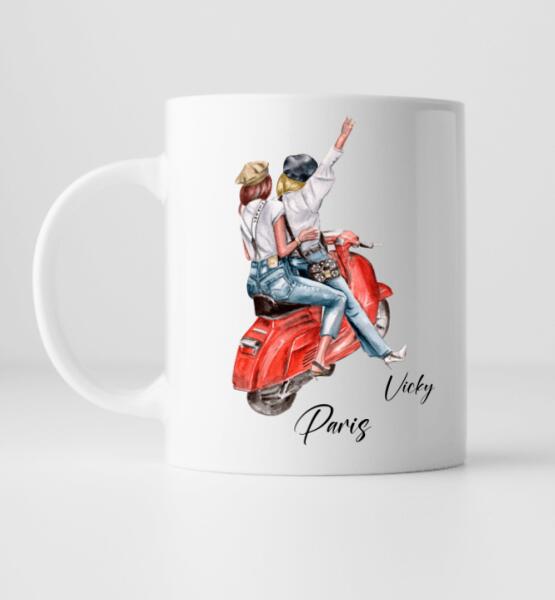 Beste Freundinnen auf Reisen - Personalisierte Tasse