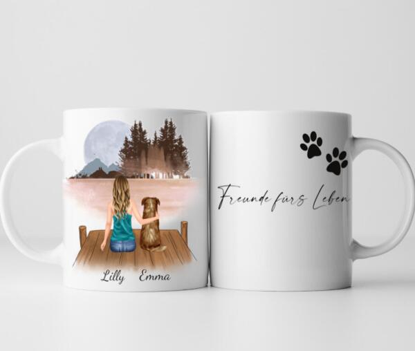Frauchen mit Hund - Personalisierte Tasse