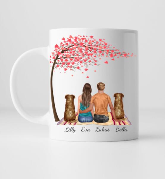 Paar mit Hund/en - Personalisierte Tasse