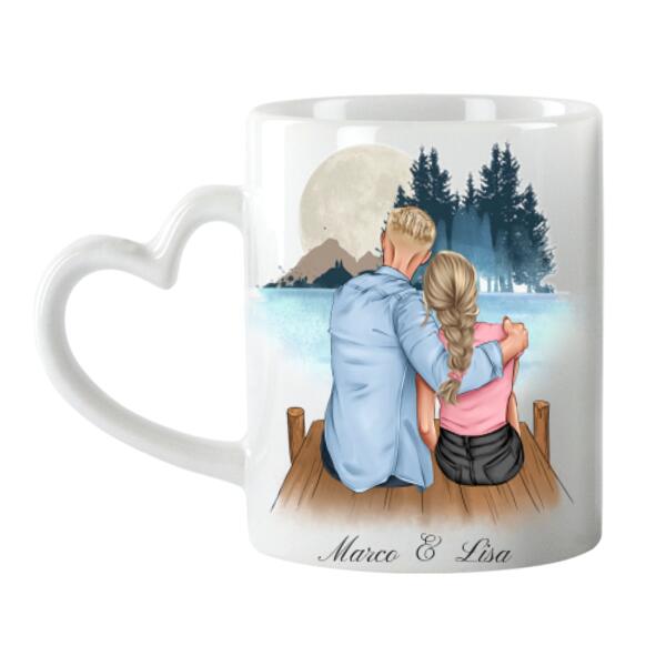 Verliebtes Pärchen - Personalisiere Herz Tasse