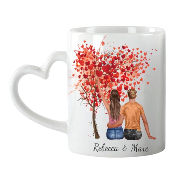 Pärchen Frühlingsgefühle - Personalisierte Herz Tasse