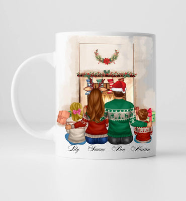 Familie Weihnachten (1-2 Kinder)- Personalisierte Tasse