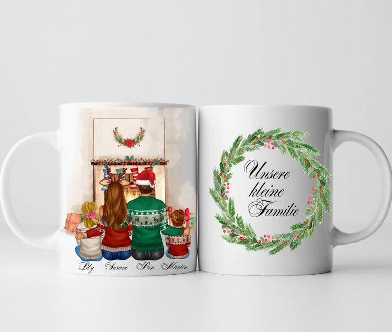 Familie Weihnachten (1-2 Kinder)- Personalisierte Tasse